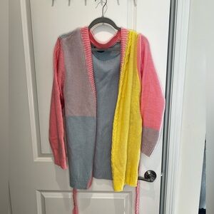 Shein Women's Pastel Colorblock Cardigan Size Large